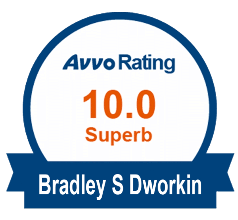 Bradley Dworkin AVVO Rating showing as 10.0 Superb