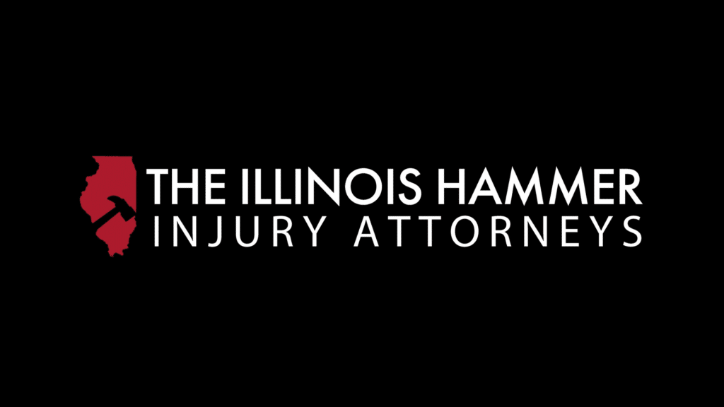 Video thumbnail showing Illinois State logo with Hammer carved out of it (logo for firm) and text reading 'The Illinois Hammer Injury Attorneys'